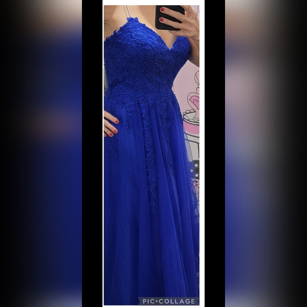 Beautiful Size 8 Royal Blue Chiffon Gown